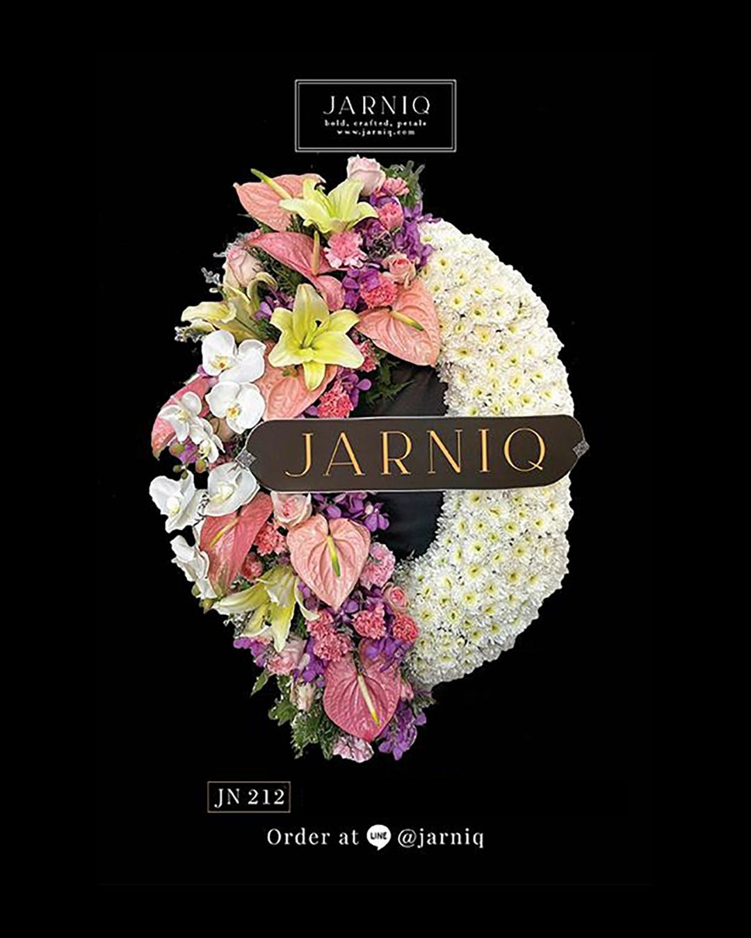 JN212 พวงหรีด พวงหรีดดอกไม้สด ส่งฟรีทั่วกรุงเทพมหานคร