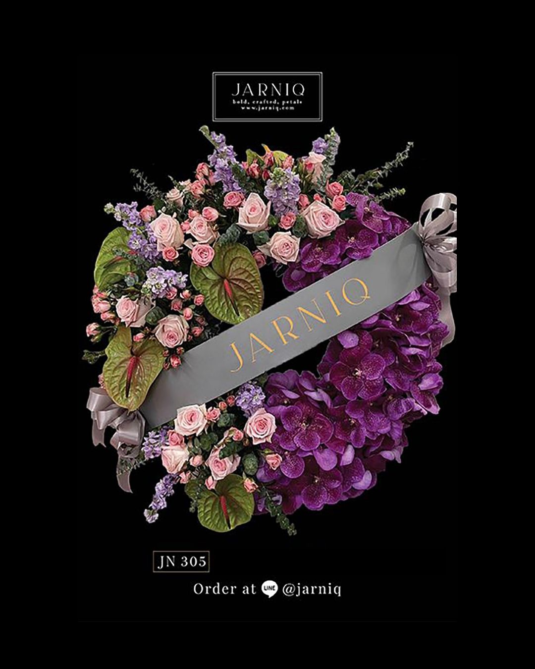 JN305 พวงหรีด พวงหรีดดอกไม้สด ส่งฟรีทั่วกรุงเทพมหานคร