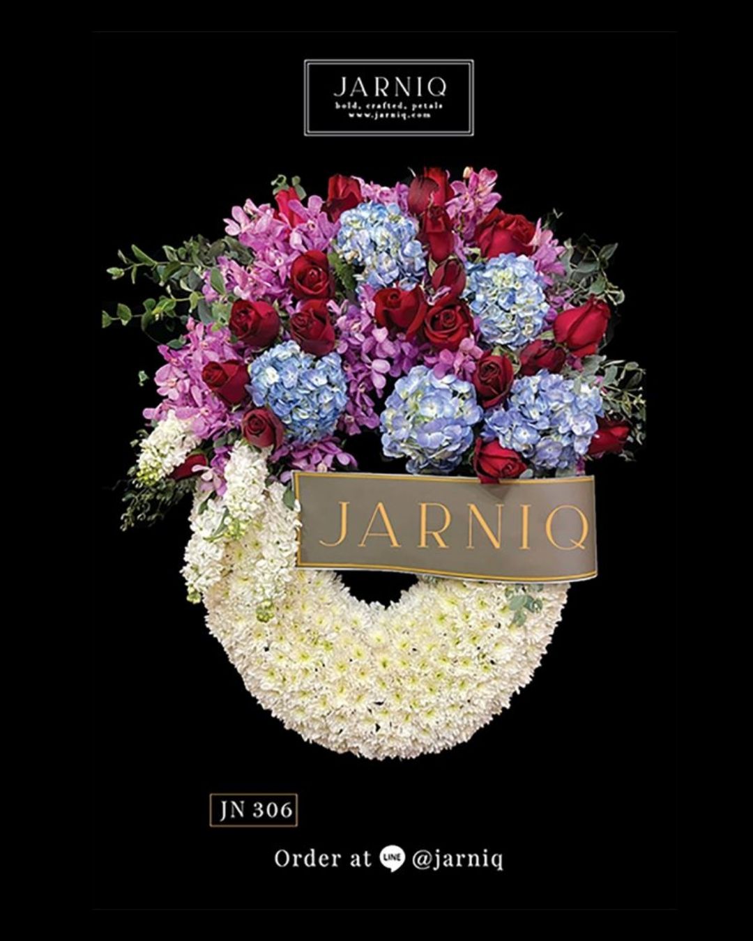 JN306 พวงหรีด พวงหรีดดอกไม้สด ส่งฟรีทั่วกรุงเทพมหานคร